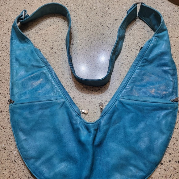 Used Condition Leather Turquoise Sash Bag - Picture 1 of 5